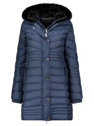 Geographical Norway Płaszcz pikowany "Biensur" w kolorze granatowym rozmiar: XL. Niebieskie płaszcze damskie Geographical Norway, xl, bez wzorów. Za 276.71 zł.