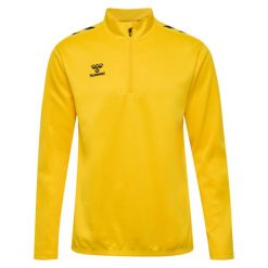 Bluza 1/2 zip Hummel Core XK. Żółte bluzy sportowe damskie HUMMEL, bez wzorów, bez ramiączek, bez kaptura. Za 183.50 zł.