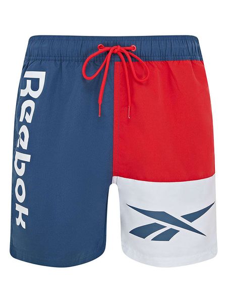 Reebok Szorty kąpielowe "Roscoe" w kolorze granatowo-czerwono-białym rozmiar: M. Białe szorty sportowe męskie Reebok, m, z materiału, outdoorowe. Za 82.83 zł.