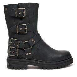 Botki Refresh. Czarne botki damskie Refresh, bez obcasa, na płaskiej podeszwie, bez zapięcia. Za 289.99 zł.