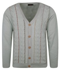 Kardigan, Beżowy, Wzór Geometryczny, Sweter Zapinany na Guziki, Elegancki -KINGS- Męski. Brązowe kardigany męskie Kings, m, bez wzorów, z bawełny, casualowe, bez kołnierzyka. Za 199.00 zł.