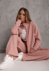 Różowy Komplet Dresowy Spodnie Wide Leg i Bluza na Suwak ze Stójką Milia. Czerwone bluzy bez kaptura damskie Renee, l, z dresówki. Za 169.99 zł.