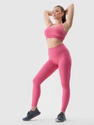 4F Legginsy treningowe bezszwowe damskie - różowe M/L. Czerwone legginsy damskie 4f, l, bez wzorów, z dzianiny, z podwyższonym stanem, do biegania. W wyprzedaży za 59.99 zł.
