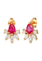Elli Damskie kolczyki sztyfty glamour z kryształami cyrkonii i syntetycznym rubinem w pozłacanym srebrze próby 925 Sterling Silver Kolczyki 1 ct. Szare kolczyki damskie Elli, z cyrkonią, pozłacane, na sztyftcie. Za 198.99 zł.