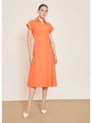 BGN Sukienka w kolorze pomarańczowym rozmiar: 38. Pomarańczowe sukienki damskie BGN, na co dzień, bez wzorów, bez kołnierzyka, bez ramiączek, midi, proste. Za 143.99 zł.