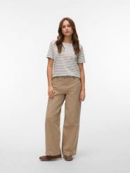 Vero Moda Bluzka w kolorze brązowo-białym rozmiar: S. Białe bluzki damskie Vero Moda, s, bez wzorów, bez kołnierzyka, bez ramiączek. Za 56.93 zł.
