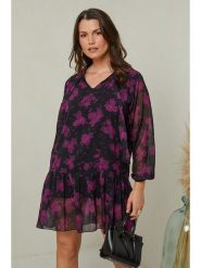 Curvy Lady Sukienka w kolorze czarno-fioletowym rozmiar: 48/50. Czarne sukienki damskie Curvy Lady, bez wzorów, klasyczne, bez kołnierzyka, bez ramiączek, mini. Za 78.84 zł.