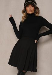 Czarna Spódnica z Wiskozą o Rozkloszowanym Kroju z Plisami i Gumką w Pasie w Stylu Preppy Iliola. Czarne spódniczki damskie Renee, l, bez wzorów, z wiskozy, eleganckie, mini, koszulowe. Za 79.99 zł.