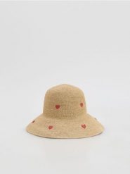 Kapelusz z rafii - kremowy. Białe kapelusze damskie Reserved, bez wzorów. Za 129.99 zł.