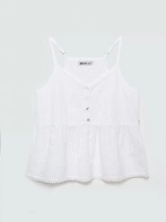 Top damski bawełniany haftowany biały Balbina 100. Białe topy damskie Big Star, l, z aplikacjami, z bawełny, bez kołnierzyka. Za 159.99 zł.