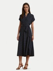 LAUREN RALPH LAUREN Sukienka koszulowa 250957093001 Granatowy Regular Fit. Niebieskie sukienki damskie Lauren Ralph Lauren, bez wzorów, z syntetyku, bez kołnierzyka, bez ramiączek, koszulowe. Za 859.99 zł.