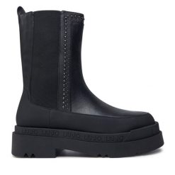 Botki Liu Jo. Czarne botki damskie Liu Jo, bez obcasa, na płaskiej podeszwie, bez zapięcia. Za 659.99 zł.