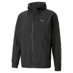 Kurtka sportowa Puma Fit Woven Jacket 522128 51. Czarne kurtki treningowe męskie Puma, bez wzorów, do biegania. Za 149.00 zł.