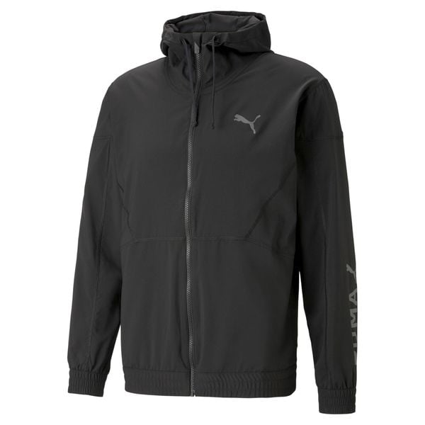 Kurtka sportowa Puma Fit Woven Jacket 522128 51. Czarne kurtki treningowe męskie Puma, bez wzorów, do biegania. Za 149.00 zł.