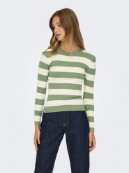 JDY Sweter w kolorze zielono-białym rozmiar: L. Białe swetry klasyczne damskie JDY, l, bez kołnierzyka. Za 88.23 zł.