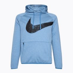 Bluza męska Nike Therma-FIT Fitness. Niebieskie bluzy bez kaptura męskie Nike, bez wzorów, sportowe, bez kołnierzyka, bez ramiączek. Za 309.99 zł.