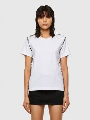 Diesel Clothes Koszulka w kolorze białym rozmiar: XS. Białe bluzki damskie Diesel Clothes, xs, z aplikacjami, z bawełny, bez kołnierzyka, bez ramiączek. Za 96.60 zł.