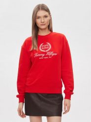 Tommy Hilfiger Bluza Flag Script WW0WW41758 Czerwony Regular Fit. Czerwone bluzy bez kaptura damskie Tommy Hilfiger, xl, z bawełny. Za 309.99 zł.