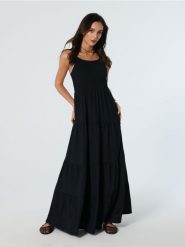 Sukienka maxi z efektem stopniowania - czarny. Czarne sukienki damskie Sinsay, l, bez wzorów, boho, bez kołnierzyka, bez ramiączek, maxi. Za 59.99 zł.