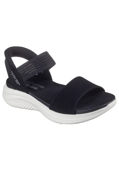 Sandały SKECHERS SLIP INS - SUMMERVILLE Czarny. Czarne sandały damskie Skechers, bez wzorów, z materiału, bez obcasa. Za 248.99 zł.