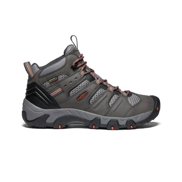 KEEN Buty trekkingowe męskie Koven Mid Wp magnet/fired brick r.44. Czerwone buty trekkingowe męskie Keen, z gumy, bez zapięcia, outdoorowe. Za 306.50 zł.