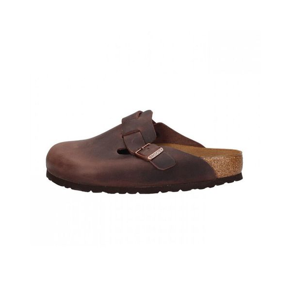 Klapki Birkenstock Boston Leoi Dorosłych. Brązowe klapki damskie Birkenstock, bez wzorów, bez obcasa. Za 519.00 zł.