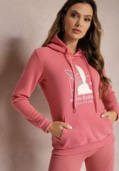 Różowa Bluza z Kapturem i Ozdobnym Nadrukiem Kliorre. Czerwone bluzy z kapturem damskie Renee, l. Za 79.99 zł.