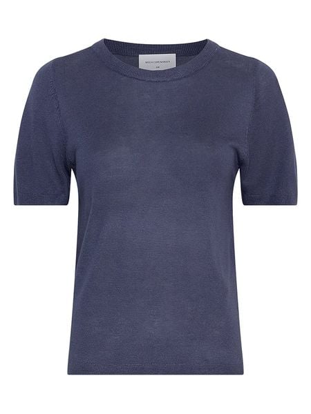 MOSS COPENHAGEN Bluzka w kolorze granatowym rozmiar: L/XL. Niebieskie bluzki damskie MOSS COPENHAGEN, l, bez wzorów, bez kołnierzyka, bez ramiączek. Za 117.17 zł.