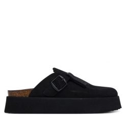 Klapki D.Franklin. Czarne klapki damskie D.Franklin, bez wzorów, bez obcasa. Za 569.99 zł.