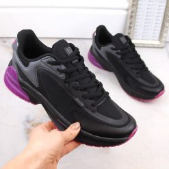 Buty sportowe damskie sneakersy czarne Big Star LL274335. Czarne buty sportowe na co dzień damskie Big Star, bez wzorów, z materiału. Za 88.00 zł.
