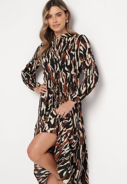 Czarna Sukienka Rozkloszowana w Abstrakcyjny Wzór Gove. Czarne sukienki damskie Born2be, na co dzień, s, bez wzorów, eleganckie, bez kołnierzyka, bez ramiączek, maxi, kopertowe. Za 179.99 zł.