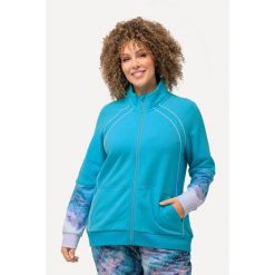 Damskie Bluza dresowa ozdobna lamówka stójka kieszeń kangurka. Niebieskie bluzy bez kaptura damskie Ulla Popken, plus size, z bawełny. W wyprzedaży za 279.99 zł.