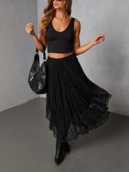 Milan Kiss Spódnica w kolorze czarnym rozmiar: S. Czarne spódniczki damskie Milan Kiss, s, bez wzorów, z koronki, maxi, asymetryczne. Za 165.99 zł.