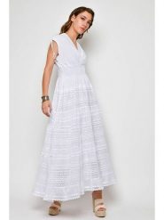 H.H.G. Sukienka w kolorze białym rozmiar: L. Białe sukienki damskie H.H.G., l, bez wzorów, z bawełny, bez kołnierzyka, bez ramiączek, maxi. Za 83.22 zł.