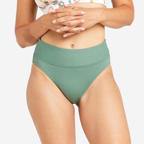 Dół kostiumu kąpielowego surfingowego damski Decathlon Nora. Zielone bikini damskie Decathlon, bez wzorów. Za 69.99 zł.