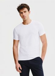 PAKO LORENTE – Biały gładki t-shirt męski. Białe t-shirty męskie Pako Lorente, l, bez wzorów, z bawełny, bez kołnierzyka. Za 69.99 zł.