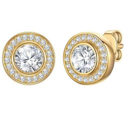 Rafaela Donata Kolczyki z Srebro wysokiej próby w Żółte złoto 1 ct Damski. Żółte kolczyki damskie Rafaela Donata, z cyrkonią, pozłacane, na sztyftcie. Za 129.99 zł.