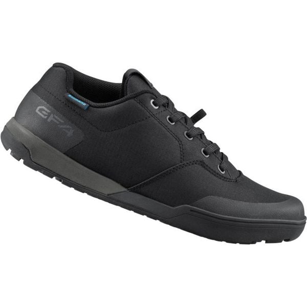 Buty do jazdy terenowej GF400, czarne. Czarne buty trekkingowe męskie SHIMANO, z gumy, bez zapięcia, rowerowe. Za 484.80 zł.