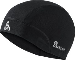 Czapka do biegania dla dorosłych Odlo Ceramicool UVP. Czarne czapki męskie Odlo, na lato, bez wzorów, z bawełny, sportowe. Za 175.72 zł.