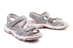 RIEKER 68866-40 grey, sandały damskie. Szare sandały damskie Rieker, bez wzorów, bez obcasa. Za 255.92 zł.
