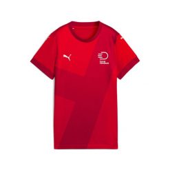 Damska koszulka domowa duńskiej reprezentacji w piłce ręcznej PUMA. Czerwone bluzki damskie Puma, m, bez wzorów, bez kołnierzyka, bez ramiączek. W wyprzedaży za 359.00 zł.