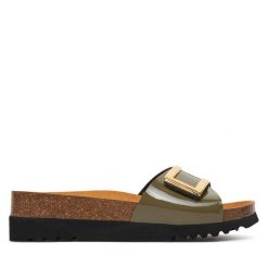 Klapki Scholl. Brązowe klapki damskie Scholl, bez wzorów, bez obcasa. Za 239.99 zł.