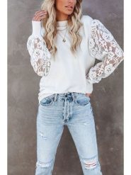 Milan Kiss Bluzka w kolorze białym rozmiar: XL. Białe bluzki damskie Milan Kiss, xl, bez wzorów, z koronki, bez kołnierzyka, bez ramiączek. Za 130.99 zł.