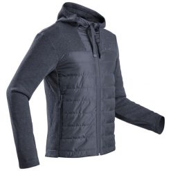Bluza turystyczna męska z kapturem Quechua NH100 hybrydowa. Niebieskie bluzy z kapturem męskie QUECHUA, l, z dzianiny. Za 119.99 zł.