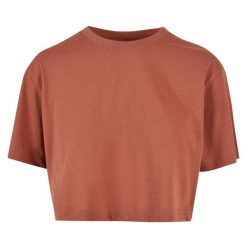 Krótka Koszulka Damska Oversize Crop. Brązowe bluzki damskie Urban Classics, xl, bez wzorów, sportowe, bez kołnierzyka, bez ramiączek. Za 55.99 zł.