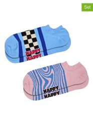 Happy Socks Skarpety (2 pary) w kolorze jasnoróżowo-błękitnym rozmiar: 41-46. Niebieskie skarpetki męskie Happy Socks, bez wzorów. Za 30.99 zł.