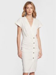 Pinko Sukienka codzienna Agitato 100532 A0IM Beżowy Regular Fit. Brązowe sukienki damskie Pinko, na co dzień, bez wzorów, ze lnu, bez kołnierzyka, bez ramiączek, proste. Za 1,619.00 zł.