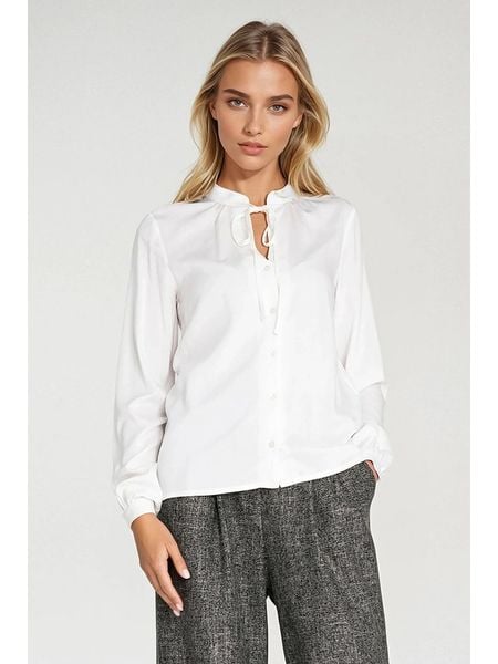 Nife Bluzka w kolorze białym rozmiar: 42. Białe bluzki damskie Nife, bez wzorów, bez kołnierzyka, bez ramiączek. Za 147.56 zł.