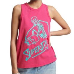 Koszulka turystyczna damska Superdry Vintage Cali Vest. Czerwone bluzki sportowe damskie Superdry., s, bez wzorów, z bawełny, bez ramiączek. W wyprzedaży za 68.00 zł.