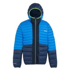 Kurtka z kapturem Regatta Leedre. Niebieskie kurtki męskie Regatta, bez wzorów, z puchu, sportowe, z kapturem. W wyprzedaży za 352.50 zł.